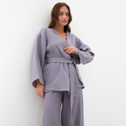 Комплект домашний женский (рубашка на запах, брюки) KAFTAN Basic размер 44-46, серый - Фото 2