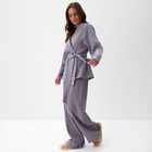 Комплект домашний женский (рубашка на запах, брюки) KAFTAN Basic размер 44-46, серый - Фото 3