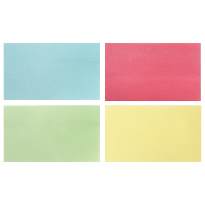 Блок с липким краем 76×127 мм, 100 листов, пастель, 4 цвета - Фото 1