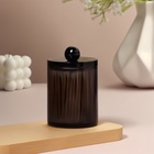 Органайзер для для ватных палочек, с крышкой, d=7×10.5 см, полупрозрачный, чёрный - Фото 3