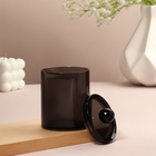 Органайзер для для ватных палочек, с крышкой, d=7×10.5 см, полупрозрачный, чёрный - Фото 4