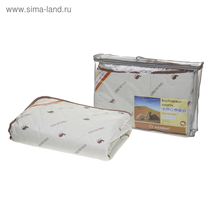 Одеяло облегчённое, всесезонное Адамас "Верблюжья шерсть", размер 200х220 ± 5 см, 200гр/м2, чехол тик - Фото 1