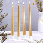 Набор свечей античных, 2,3х 25 см, 4 шт, лакированная, золотой металлик - фото 321496521