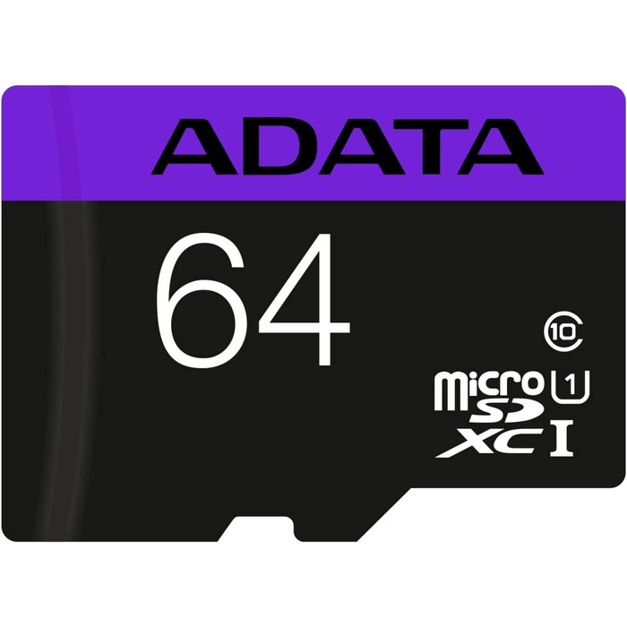 Карта памяти microSDXC A-Data 64GB AUSDX64GUICL10-RA1 + adapter - Фото 1