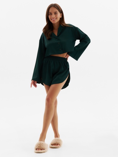 Пижама женская (рубашка, шорты) женская MINAKU: Home collection, изумруд, размер 48