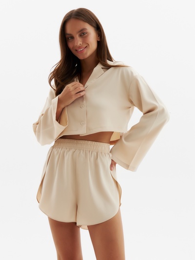 Пижама женская (рубашка, шорты) женская MINAKU: Home collection, жемчужная, размер 42