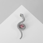 Брошь «Змея» ромб, цвет розовый в серебре - фото 321497154