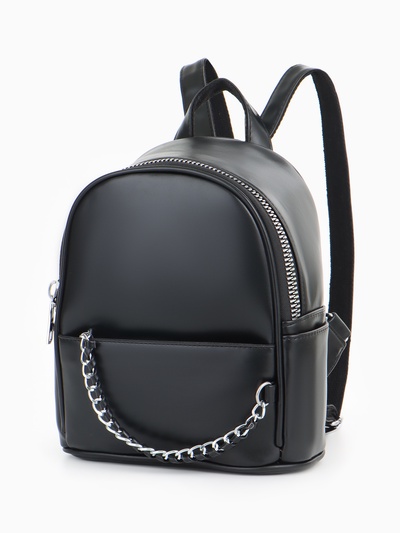 Рюкзак-мини женский на молнии, с карманом, размер 21×12×27 см, чёрный