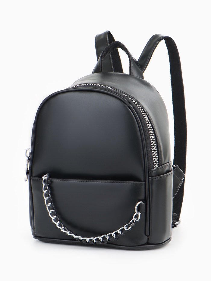 Рюкзак-мини женский на молнии, с карманом, размер 21×12×27 см, чёрный - Фото 1