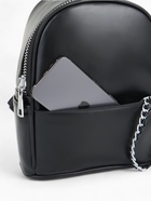 Рюкзак-мини женский на молнии, с карманом, размер 21×12×27 см, чёрный - Фото 5