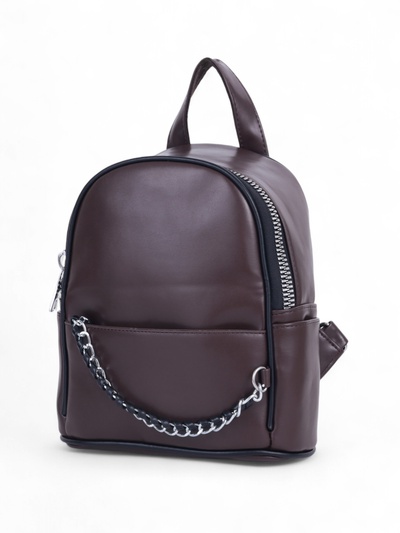 Рюкзак-мини женский на молнии, с карманом, размер 21×12×27 см, коричневый
