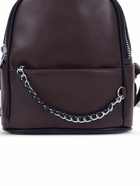 Рюкзак-мини женский на молнии, с карманом, размер 21×12×27 см, коричневый - Фото 4