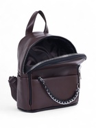 Рюкзак-мини женский на молнии, с карманом, размер 21×12×27 см, коричневый - Фото 9