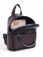 Рюкзак-мини женский на молнии, с карманом, размер 21×12×27 см, коричневый - Фото 10