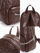 Рюкзак женский на молнии, с карманами, размер 24×12×30 см, коричневый - Фото 3