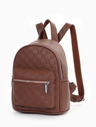 Рюкзак-мини женский на молнии, с карманом, размер 22×14×26 см, коричневый - Фото 2