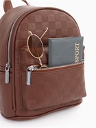 Рюкзак-мини женский на молнии, с карманом, размер 22×14×26 см, коричневый - Фото 6