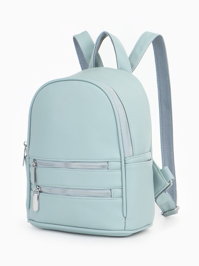 Рюкзак-мини женский на молнии, с карманом, размер 22×12×25 см, голубой