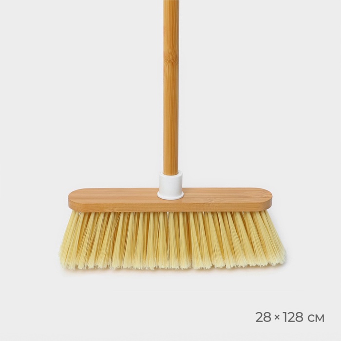 Щётка для пола Meli, бамбук, 28×128 см, ворс 7 см - Фото 1