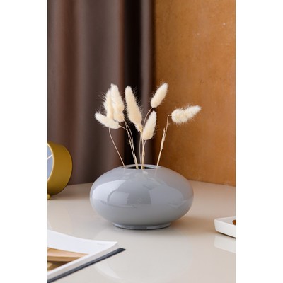 Ваза керамическая "Пайетка", настольная, серая, 10 см