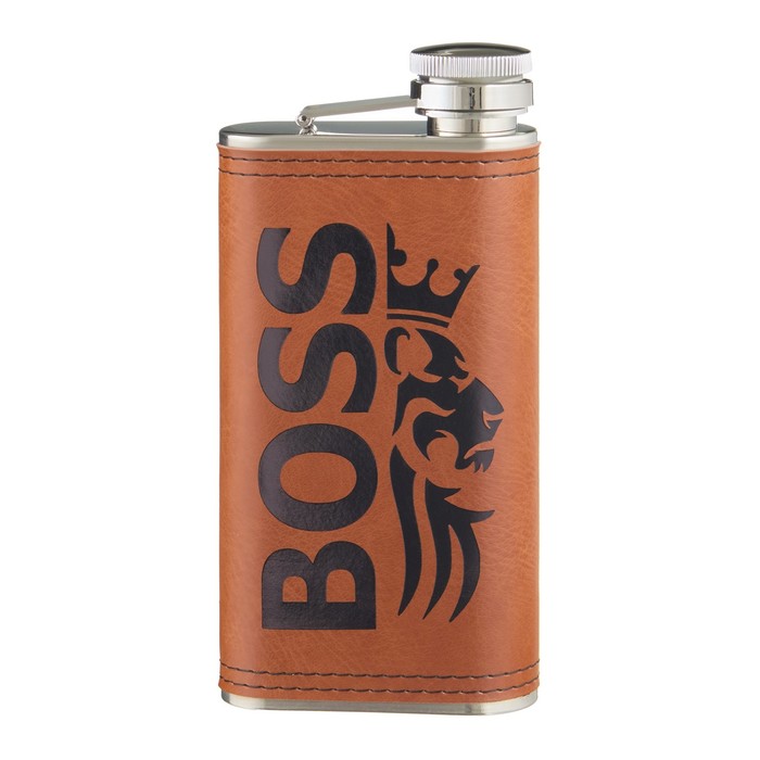 Фляжка для алкоголя и воды из нержавеющей стали "BOSS", подарочная, армейская, 270 мл, 9 oz
