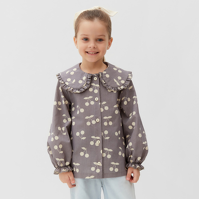 Рубашка для девочки с воротником KAFTAN, серая, размер 30 (98-104 см)