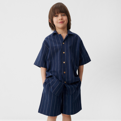 Костюм для мальчика (рубашка, шорты) KAFTAN, р.32 (110-116), синий