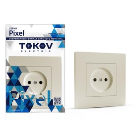 Розетка одноместная TOKOV ELECTRIC "Pixel" 16А IP20 без з/к, в сборе, Бежевый TKE-PX-R1F-C02 1040482