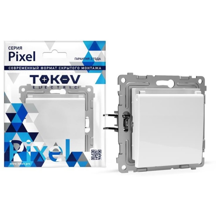 Розетка TOKOV ELECTRIC Pixel, 16 А, IP20, одноместная, с заземлением, шторка с крышкой, белая, TKE-PX-R1ZSW1-C01 - Фото 1