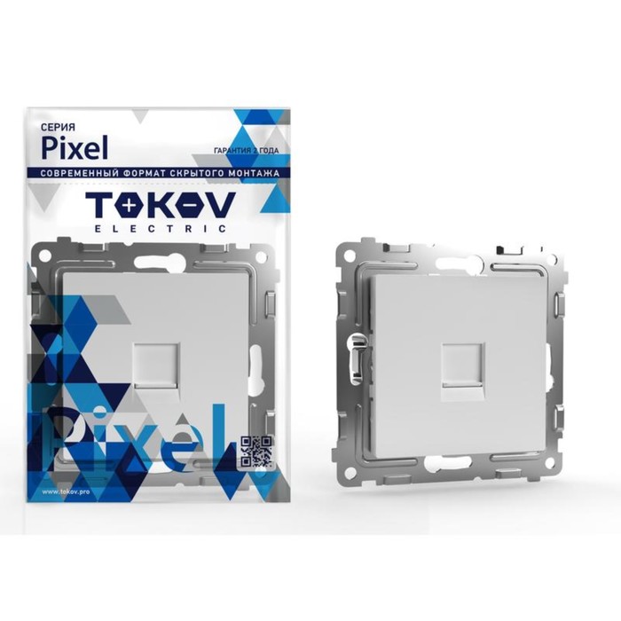 Розетка телефонная TOKOV ELECTRIC "Pixel" RJ11, механизм, одноместная, белый TKE-PX-RT1-C01 - Фото 1
