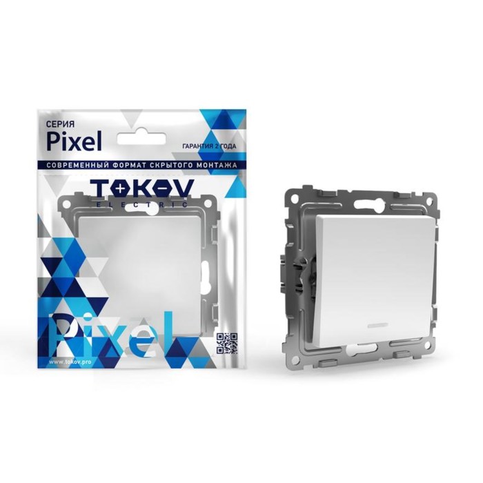 Выключатель TOKOV ELECTRIC, Pixel, 1 клавиша, 10 А, IP20, с индикатором, белый, TKE-PX-V1I-C01 - Фото 1