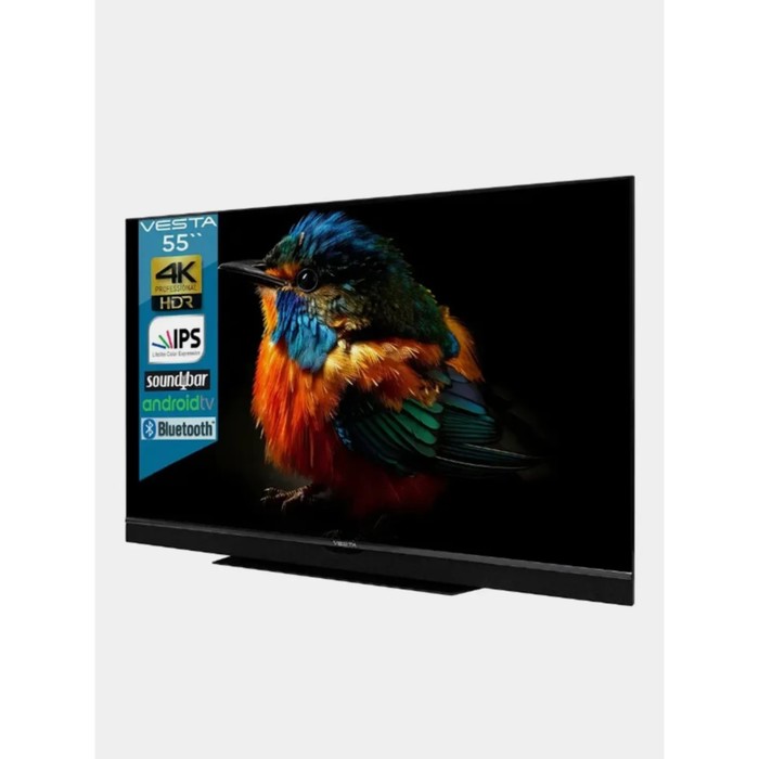 Телевизор VESTA V55MUA7500, 55",3840x2160,DVB-T2/C/S2,HDMI 3,USB 2,Smart TV,саундабр,чёрный