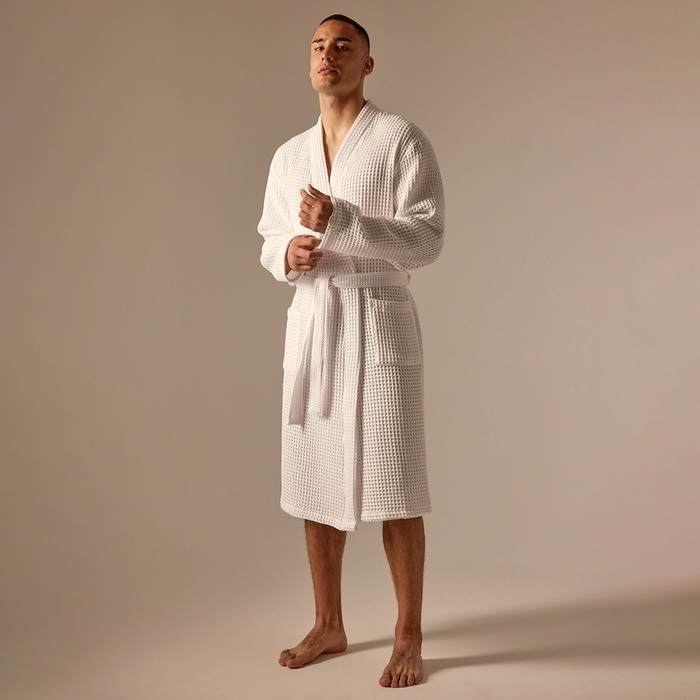 Халат вафельный мужской SL HOME: Boho «Блан де Блан», размер S, хлопок 100%, белый - Фото 1