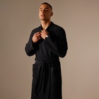 Халат вафельный мужской SL HOME: Boho «Дарк Маре», размер S, хлопок 100%, чёрный - Фото 5