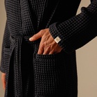 Халат вафельный мужской SL HOME: Boho «Дарк Маре», размер S, хлопок 100%, чёрный - Фото 8