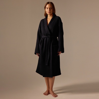 Халат вафельный женский SL HOME: Boho «Дарк Маре», размер S, хлопок 100%, чёрный