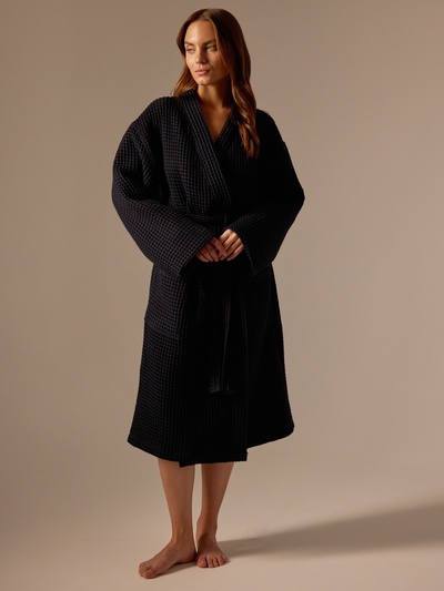 Халат вафельный женский SL HOME: Boho "Дарк Маре", размер S, 100% хлопок, 280 г/м2