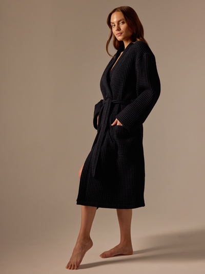 Халат вафельный женский SL HOME: Boho "Дарк Маре", размер S, 100% хлопок, 280 г/м2