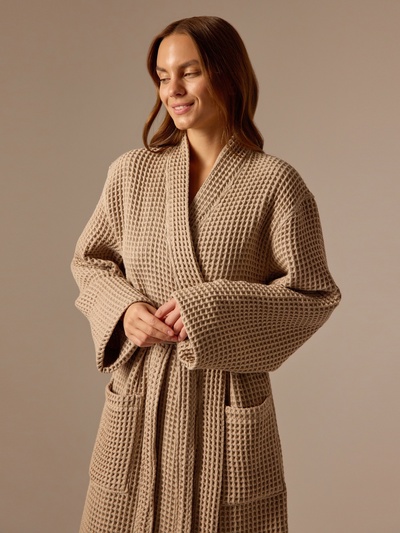 Халат вафельный женский SL HOME: Boho "Саббиа", размер M, 100% хлопок, 280 г/м2