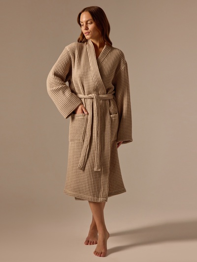 Халат вафельный женский SL HOME: Boho "Саббиа", размер M, 100% хлопок, 280 г/м2