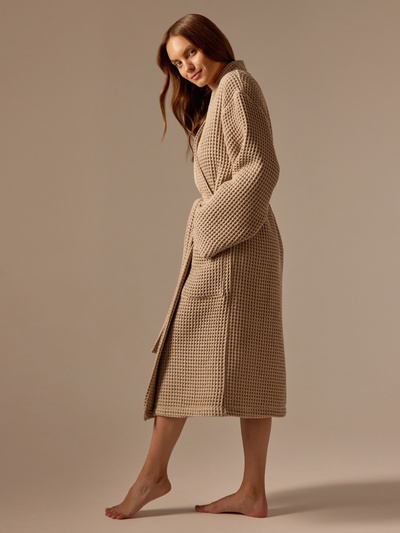 Халат вафельный женский SL HOME: Boho "Саббиа", размер M, 100% хлопок, 280 г/м2