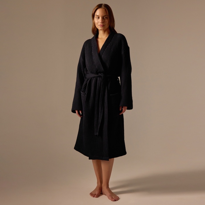 Халат вафельный женский SL HOME: Boho «Дарк Маре», размер 48-50, чёрный - Фото 1