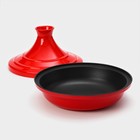 Сковорода-тажин чугунная 28×20 см, эмалированное покрытие, цвет красный - Фото 4