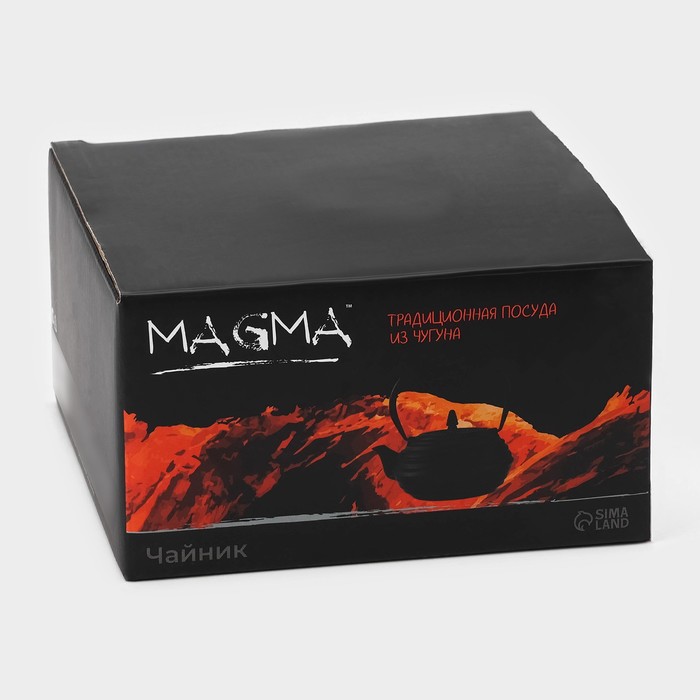Чайник чугунный с эмалированным покрытием внутри Magma «Танан», 800 мл, с ситом - фото 1908140166