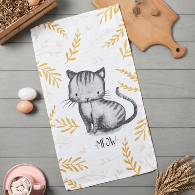 Кухонное полотенце «Доляна» Meow, 35×60 см, 100% хлопок, 160 г/м²