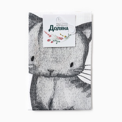 Кухонное полотенце «Доляна» Meow, 35×60 см, 100% хлопок, 160 г/м²