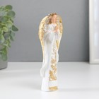 Сувенир полистоун "Девушка-ангел с золотым венком" белый 2,7х6,5х14,7 см - Фото 3