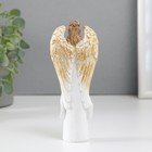 Сувенир полистоун "Девушка-ангел с золотым венком" белый 2,7х6,5х14,7 см - Фото 4