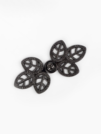 Декоративная застёжка «Листья», 5.5×2.6 см, цвет чёрный