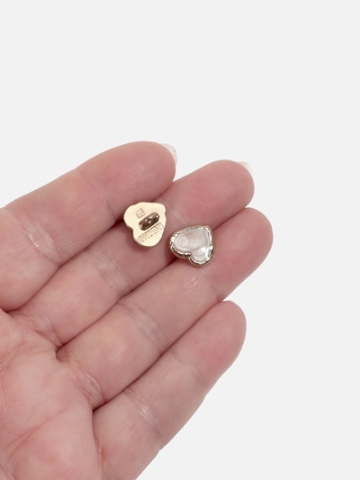 Набор пуговиц на ножке «Сердце», 13 × 13 мм, 5 шт, цвет бежевый/золотой